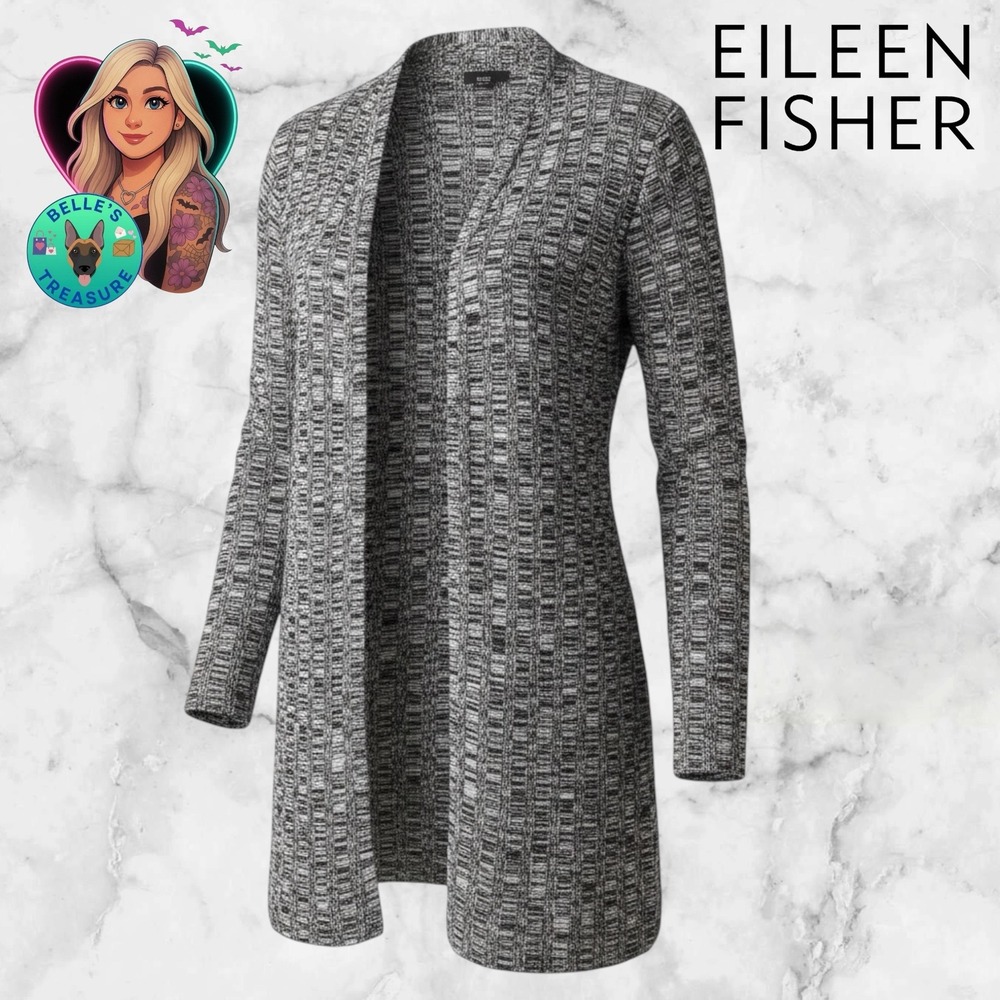 Eileen Fisher Womens Small Silk Organic Linen Cardigan Open Front Bell Sleeve